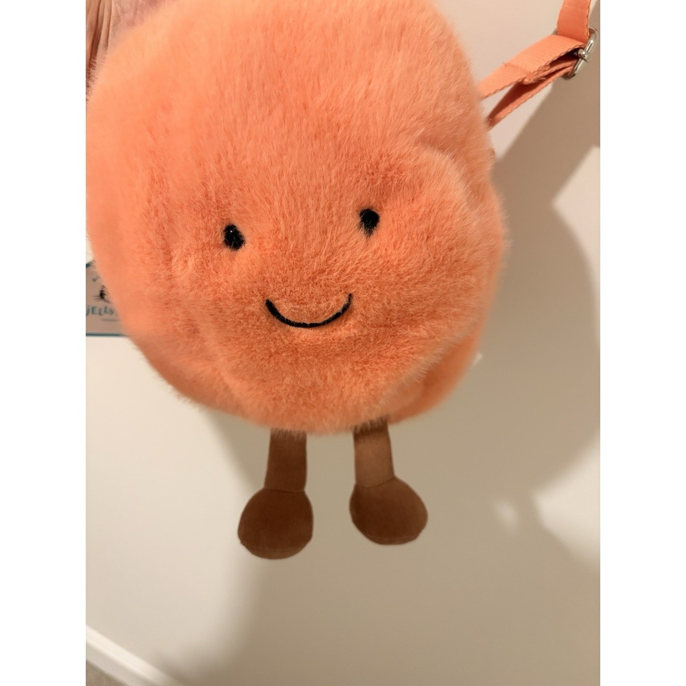 Jellycat Amuseables Peach Mini Crossbody Bag Orange Zip Detachable Strap